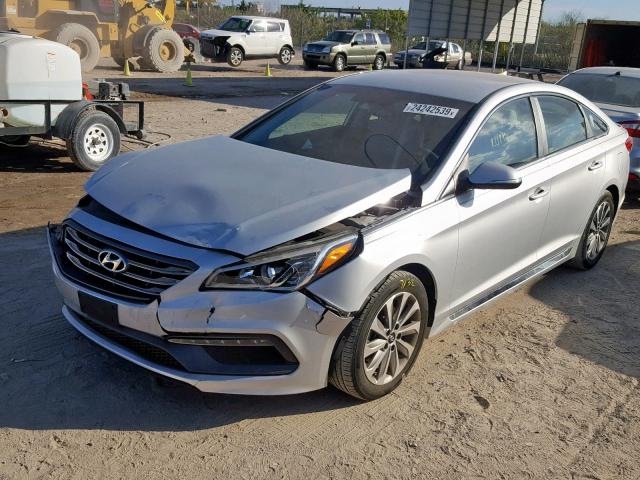 5NPE34AFXFH103302 - 2015 HYUNDAI SONATA SPO SILVER photo 2