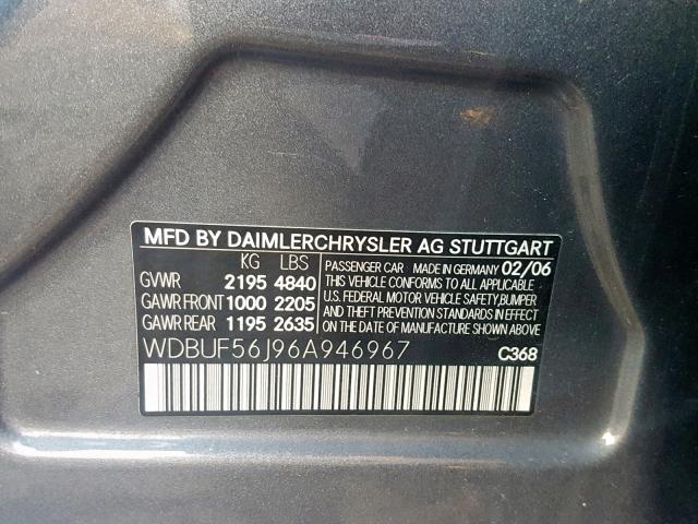 WDBUF56J96A946967 - 2006 MERCEDES-BENZ E 350 BLUE photo 10