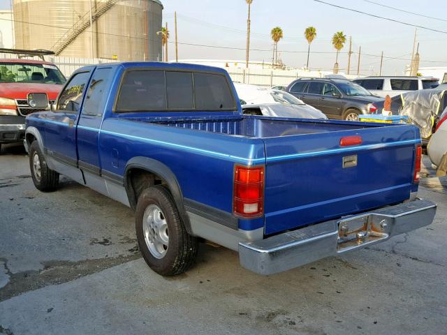 1B7GL23Y7RS618971 - 1994 DODGE DAKOTA BLUE photo 3