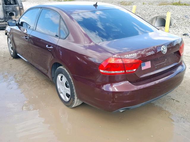 1VWAP7A3XDC123159 - 2013 VOLKSWAGEN PASSAT S BURGUNDY photo 3