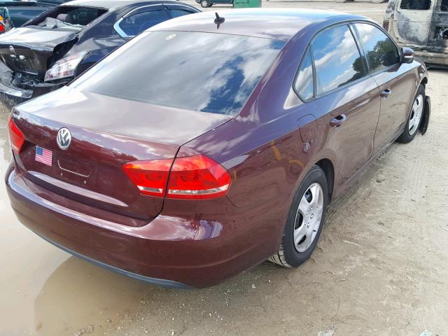 1VWAP7A3XDC123159 - 2013 VOLKSWAGEN PASSAT S BURGUNDY photo 4