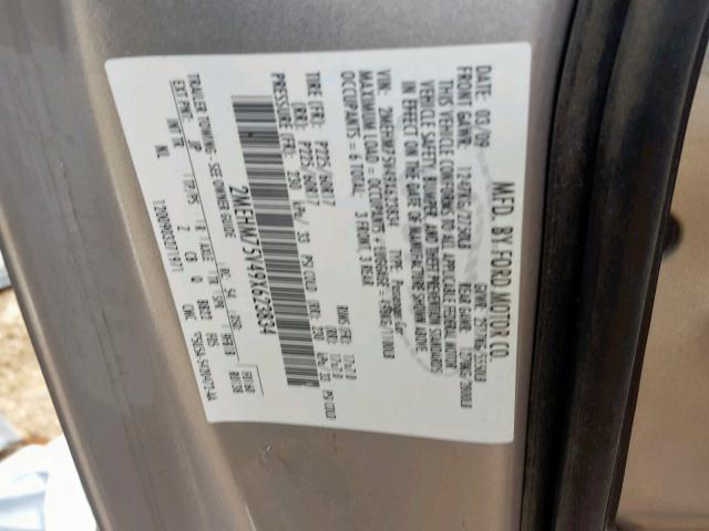 2MEHM75V49X623834 - 2009 MERCURY GRAND MARQ SILVER photo 10