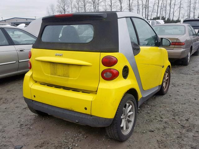 WMEEK31X38K168505 - 2008 SMART FORTWO PAS 黄色 照片 4