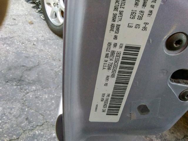 1B3ES56C65D262489 - 2005 DODGE NEON SXT SILVER photo 10