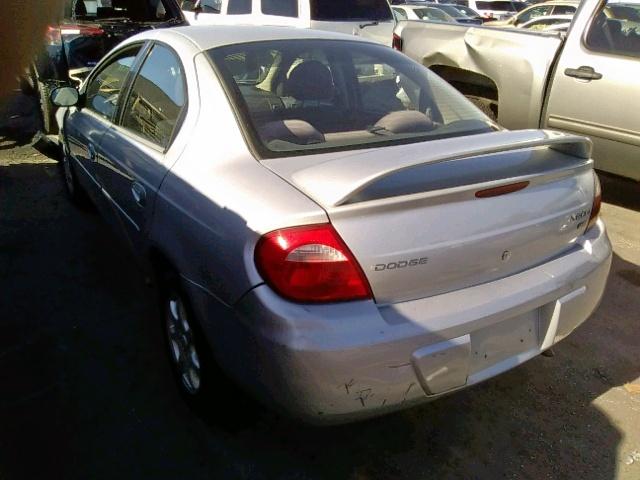 1B3ES56C65D262489 - 2005 DODGE NEON SXT SILVER photo 3