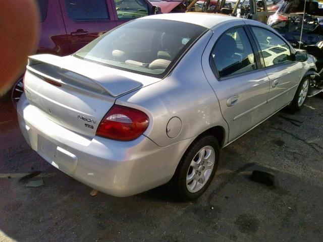 1B3ES56C65D262489 - 2005 DODGE NEON SXT SILVER photo 4