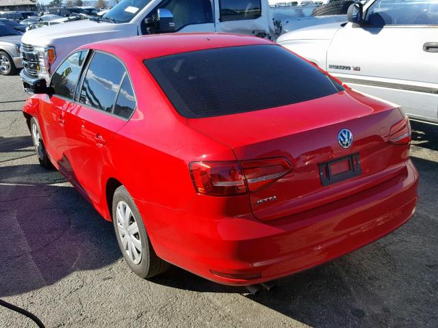 3VW2K7AJ3FM415965 - 2015 VOLKSWAGEN JETTA BASE RED photo 3