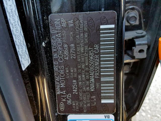 KNAGM4AD3G5096857 - 2016 KIA OPTIMA HYB BLACK photo 10