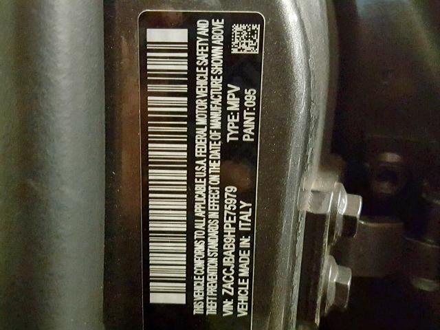 ZACCJBAB9HPE75979 - 2017 JEEP RENEGADE S შავი ფოტო 10