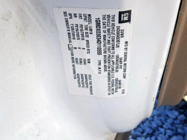 1GMDX03E34D110555 - 2004 PONTIAC MONTANA WHITE photo 10