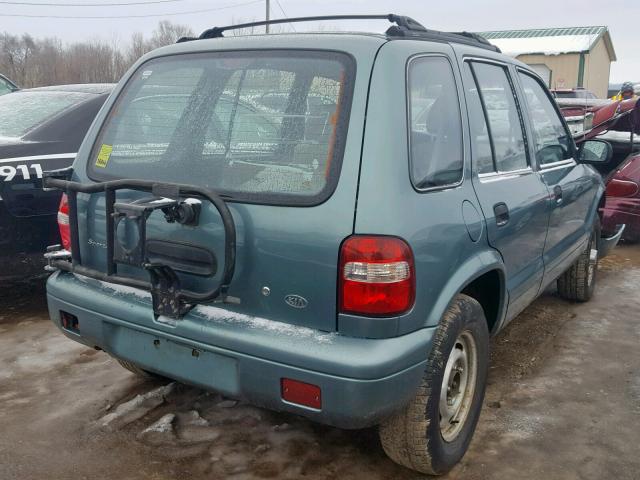 KNDJB723315693892 - 2001 KIA SPORTAGE BLUE photo 4