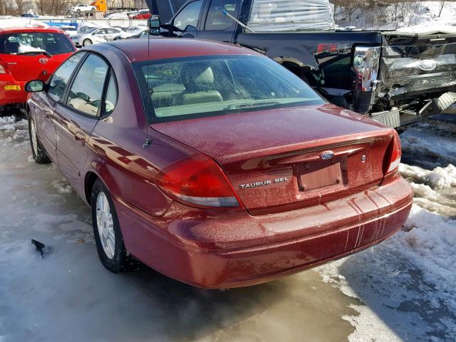 1FAFP56255A234315 - 2005 FORD TAURUS SEL RED photo 3