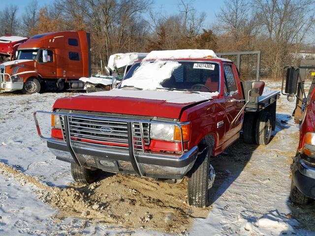 2FDLF47M1LCB04114 - 1990 FORD F SUPER DU RED photo 2