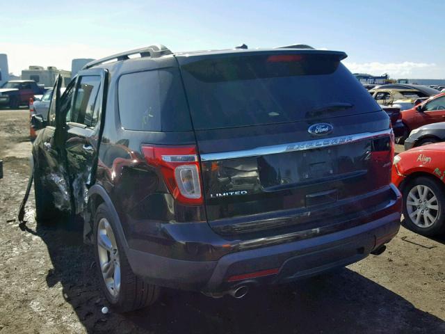 1FM5K8F84DGB27662 - 2013 FORD EXPLORER L BROWN photo 3