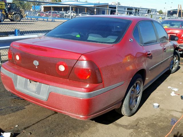 2G1WF52E949149851 - 2004 CHEVROLET IMPALA RED photo 4