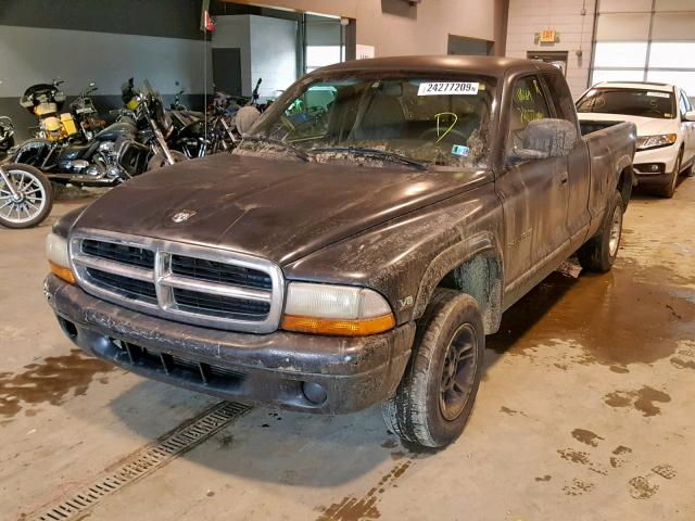 1B7GL23Y2VS202076 - 1997 DODGE DAKOTA BLACK photo 2