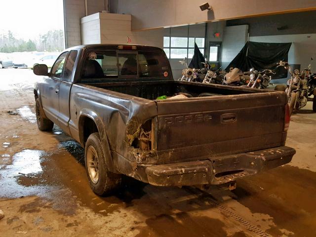 1B7GL23Y2VS202076 - 1997 DODGE DAKOTA BLACK photo 3