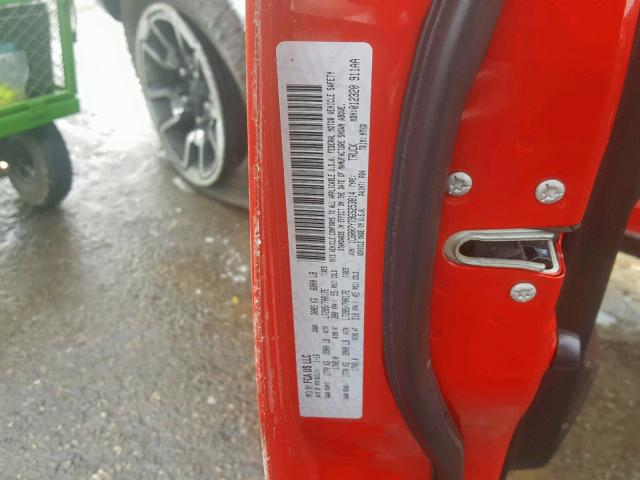 1C6RR7YT9GS253814 - 2016 RAM 1500 REBEL წითელი ფოტო 10