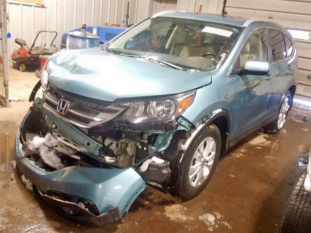 2HKRM4H77EH603042 - 2014 HONDA CR-V EXL BLUE photo 2