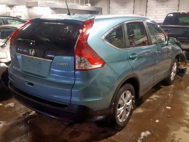 2HKRM4H77EH603042 - 2014 HONDA CR-V EXL BLUE photo 4