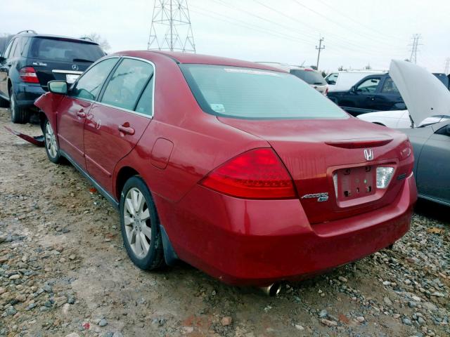 1HGCM66487A033817 - 2007 HONDA ACCORD SE RED photo 3