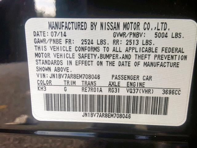 JN1BV7AR8EM708046 - 2014 INFINITI Q50 BASE BLACK photo 10