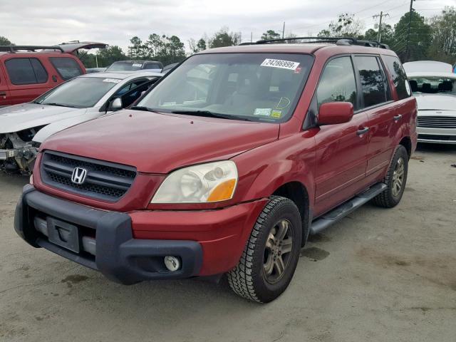 2HKYF18754H568035 - 2004 HONDA PILOT EXL MAROON photo 2