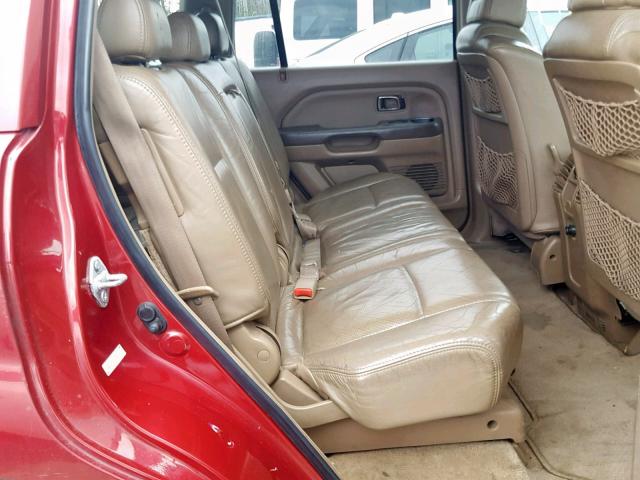 2HKYF18754H568035 - 2004 HONDA PILOT EXL MAROON photo 6