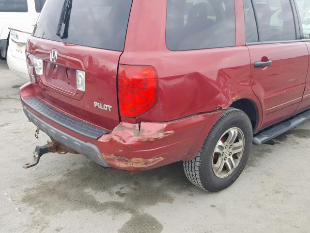 2HKYF18754H568035 - 2004 HONDA PILOT EXL MAROON photo 9