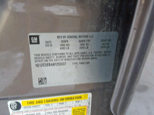 1G1ZC5EB4AF255537 - 2010 CHEVROLET MALIBU 1LT 棕色 照片 10