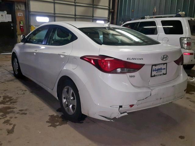 5NPDH4AE1EH528524 - 2014 HYUNDAI ELANTRA SE WHITE photo 3