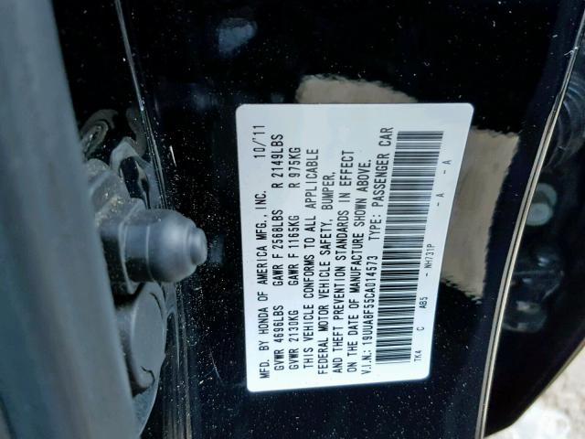 19UUA8F55CA014573 - 2012 ACURA TL BLACK photo 10