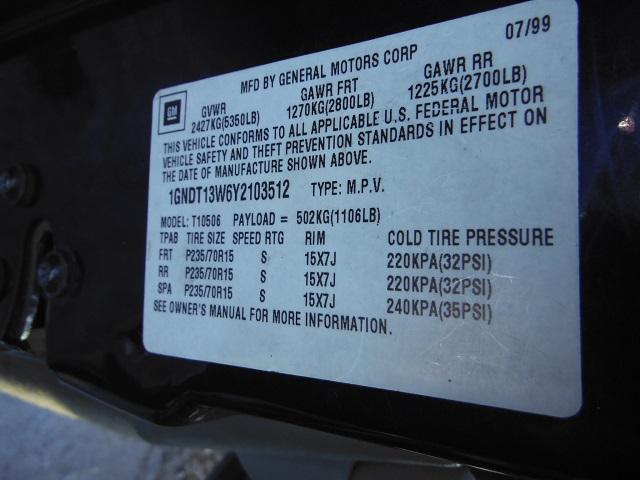 1GNDT13W6Y2103512 - 2000 CHEVROLET BLAZER BLUE photo 10