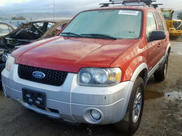 1FMCU49H77KB77043 - 2007 FORD ESCAPE HEV RED photo 2