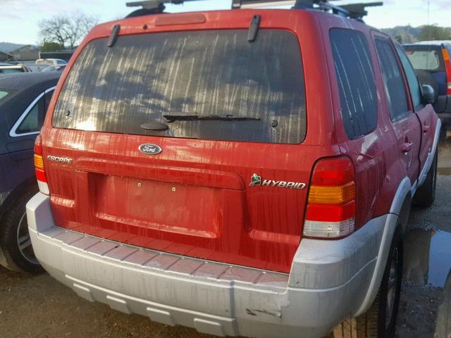 1FMCU49H77KB77043 - 2007 FORD ESCAPE HEV RED photo 4