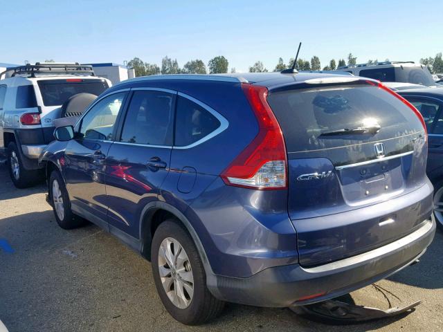 2HKRM3H77EH558114 - 2014 HONDA CR-V EXL BLUE photo 3