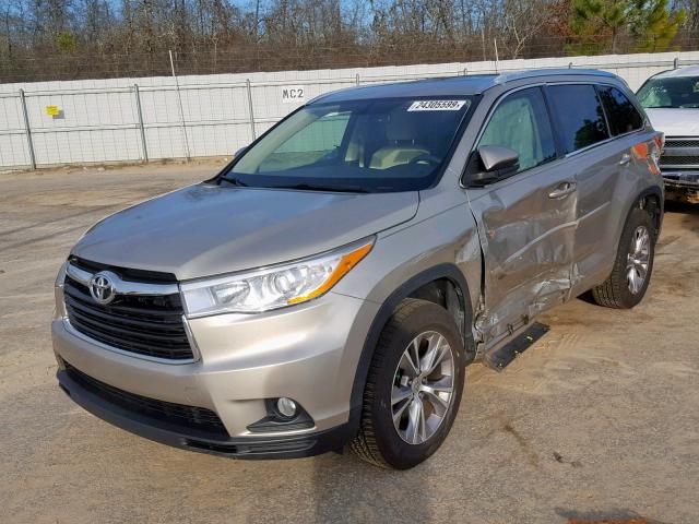 5TDKKRFH7ES030508 - 2014 TOYOTA HIGHLANDER GOLD photo 2