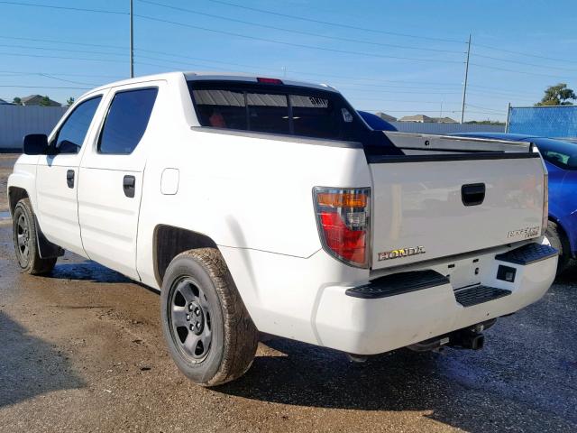 2HJYK16247H543364 - 2007 HONDA RIDGELINE WHITE photo 3