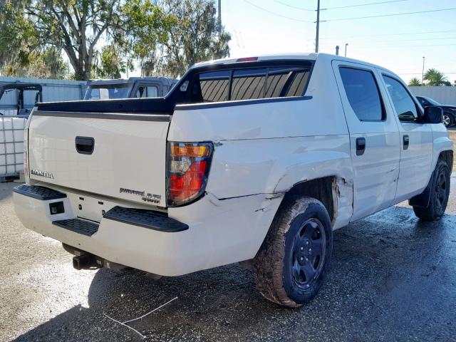 2HJYK16247H543364 - 2007 HONDA RIDGELINE WHITE photo 4