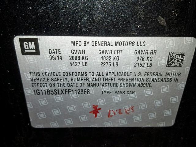 1G11B5SLXFF112368 - 2015 CHEVROLET MALIBU LS Grafit foto 10