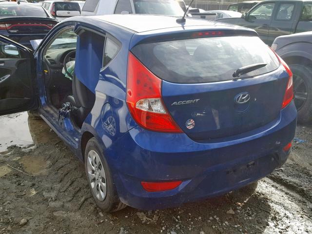 KMHCT5AE1GU257582 - 2016 HYUNDAI ACCENT SE BLUE photo 3