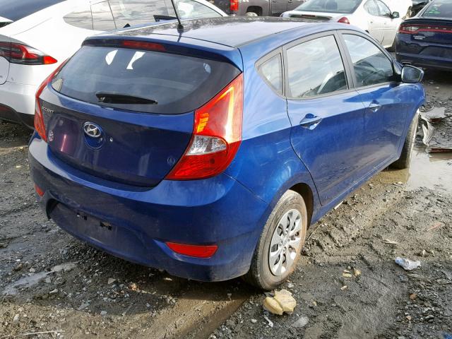 KMHCT5AE1GU257582 - 2016 HYUNDAI ACCENT SE BLUE photo 4