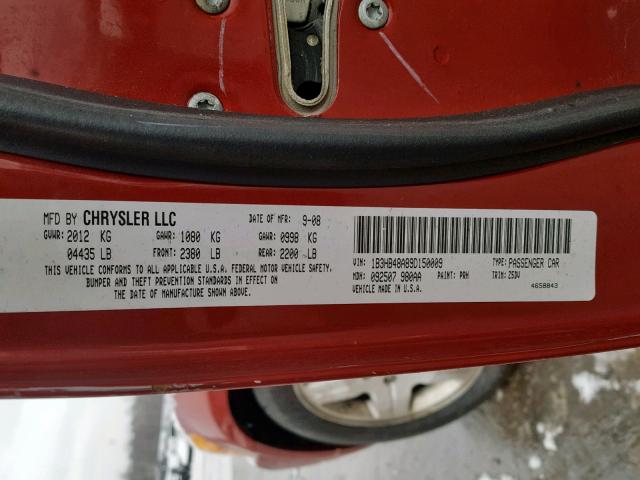 1B3HB48A89D150009 - 2009 DODGE CALIBER SX RED photo 10