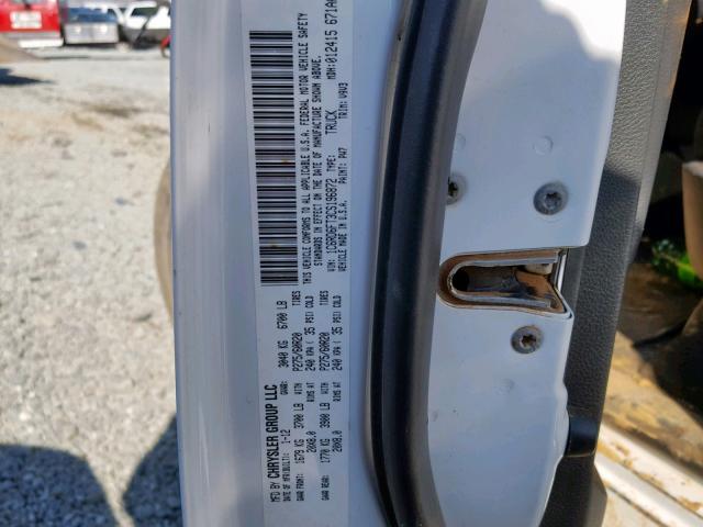 1C6RD6FT3CS196872 - 2012 DODGE RAM 1500 S თეთრი ფოტო 10