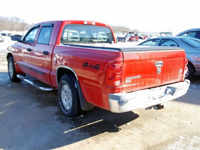 1D7HW48N05S277757 - 2005 DODGE DAKOTA QUA RED photo 3