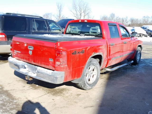 1D7HW48N05S277757 - 2005 DODGE DAKOTA QUA RED photo 4