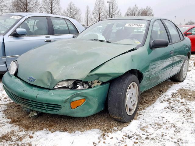 1G1JF5240X7211628 - 1999 CHEVROLET CAVALIER L GREEN photo 2