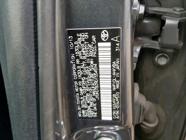 JTDKDTB39D1554594 - 2013 TOYOTA PRIUS C GRAY photo 10