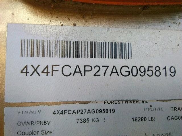 4X4FCAP27AG095819 - 2010 WILDWOOD CARDINAL TWO TONE photo 10