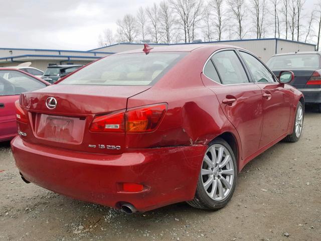 JTHCK262672015725 - 2007 LEXUS IS 250 RED photo 4